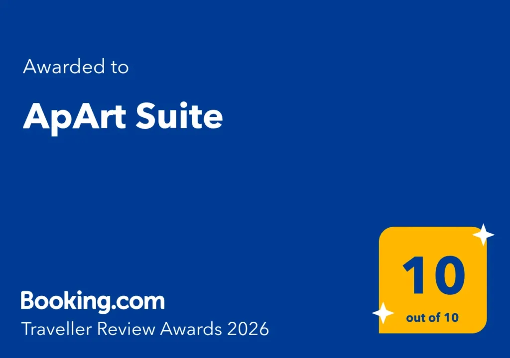 Booking.com Traveller Review Awards 2026 badge: Awarded to ApArt Suite, score 10 out of 10